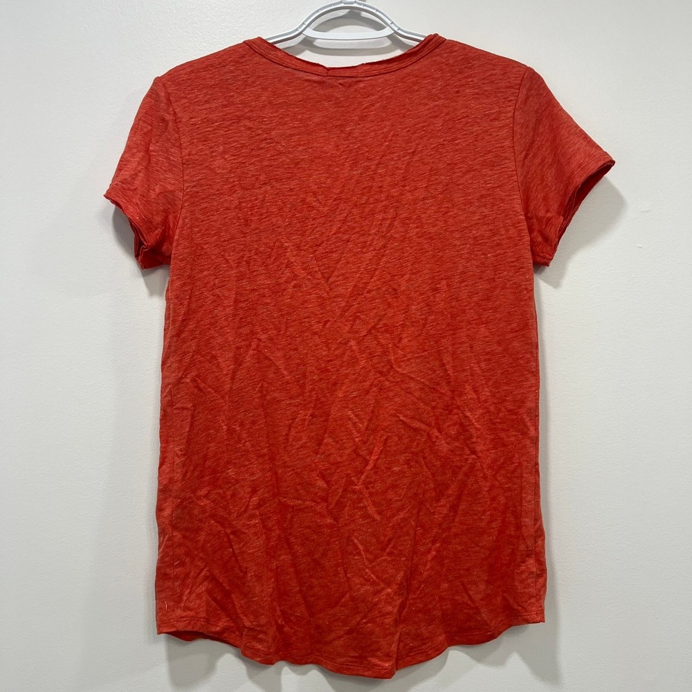 J Mclaughlin Kacey Top XS NWT $68 Short Sleeve Scoop Neck Linen Burnt Orange - Picture 2 of 6